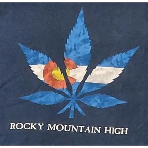 Colorado Shirt Mens Large Rocky Mountain High Flag Color Leaf Short Sleeve Tee